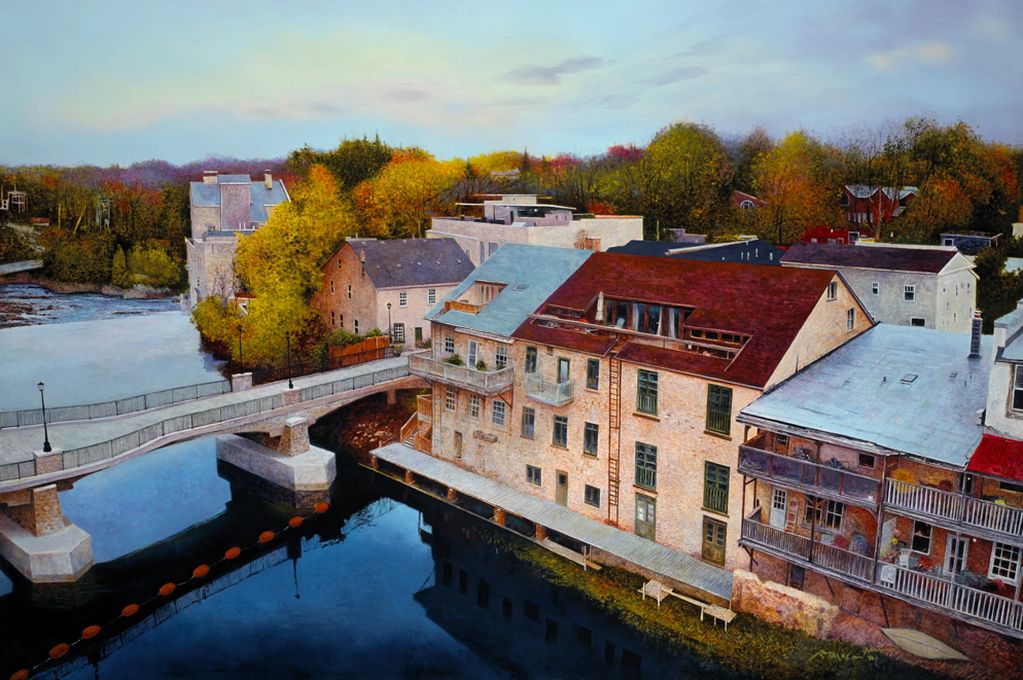 "Fall in Elora," oil, 60x40"