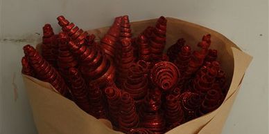 Flower District NYC Wholesale Flowers Flower Supply Flower Market NYC Red painted spiral sticks