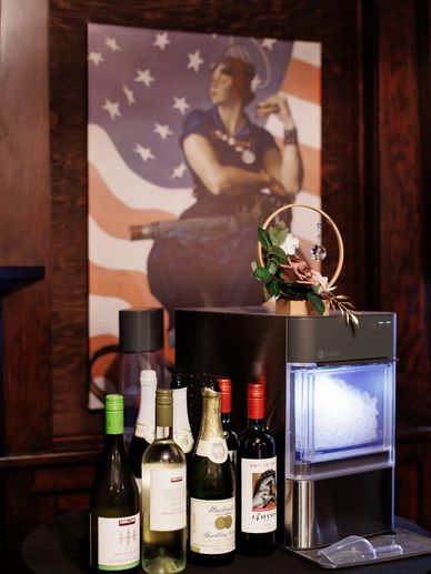 McCleary Hotel Rosie's Cafe; Celebration; Picture of Rosie the Riveter with Ice machine and drinks