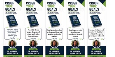 Bookmarks featuring motivational quotes and a book by Dr. Alberta Brown Green.