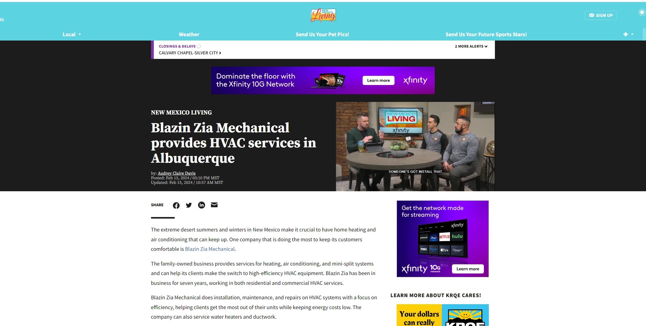 Website link to Blazin Zia interview with New Mexico Living