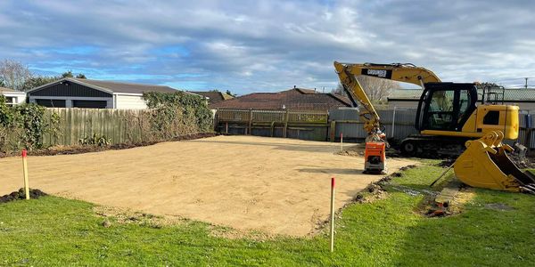 Preparation for a house foundation pour.