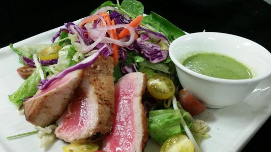chopped salad with seared tuna