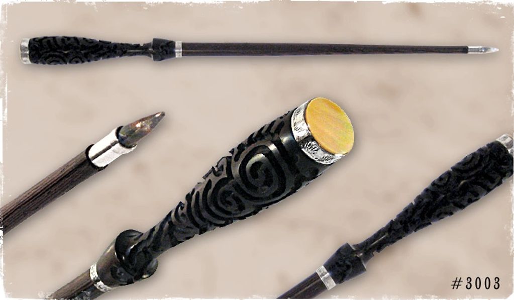 Magic wand features: Wood: Maori-Style Blackwood, Wenge / Accents: Silver, Mother of Pearl Cabachon