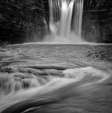 waterfall, b&w