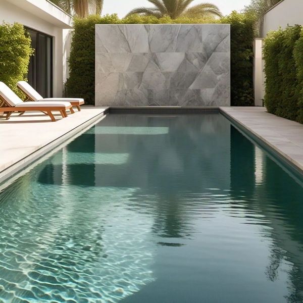 Piscina revestida com a Pedra Green Bali Verde