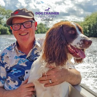 Qualified dog trainer and canine behaviourist working with a dog in Stroud Gloucestershire.