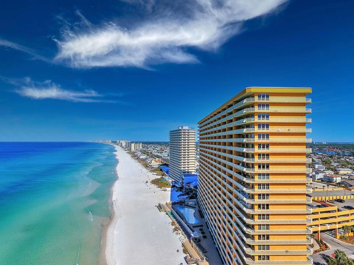 Treasure Island  and Seychelles looking west down PCB
