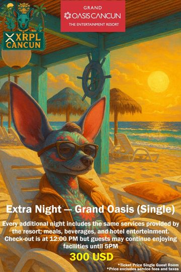 Colorful dog in sunglasses relaxing at a tropical beach sunset resort.