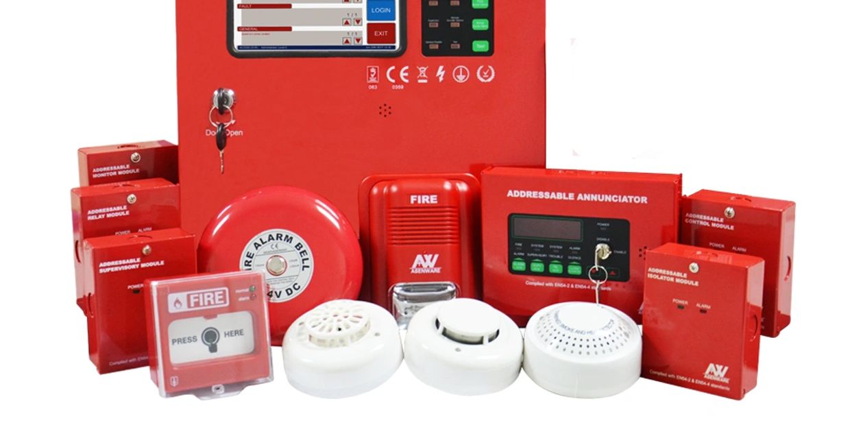 A fire alarm system has a number of devices working together to detect and warn people.