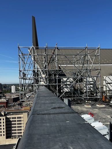 System Scaffolding on top of the Lofton Hotel in downtown Minneapolis, Minnesota.