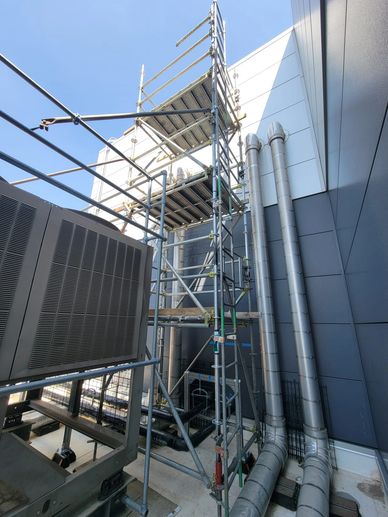 System scaffold around HVAC equipment in the Twin Cities