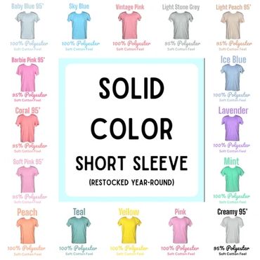 Variety of blanks for sublimated shirts