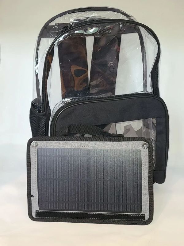 Image of clear plastic Progenitor solar backpack from Blackboard Solar, Inc.