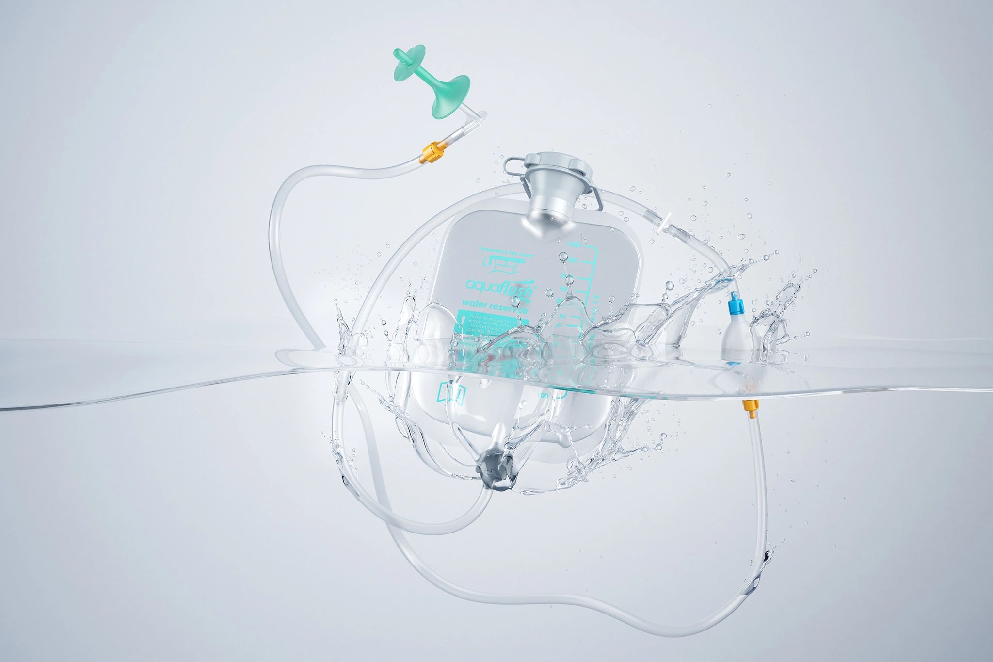 a medical product dropped into some water with splashes