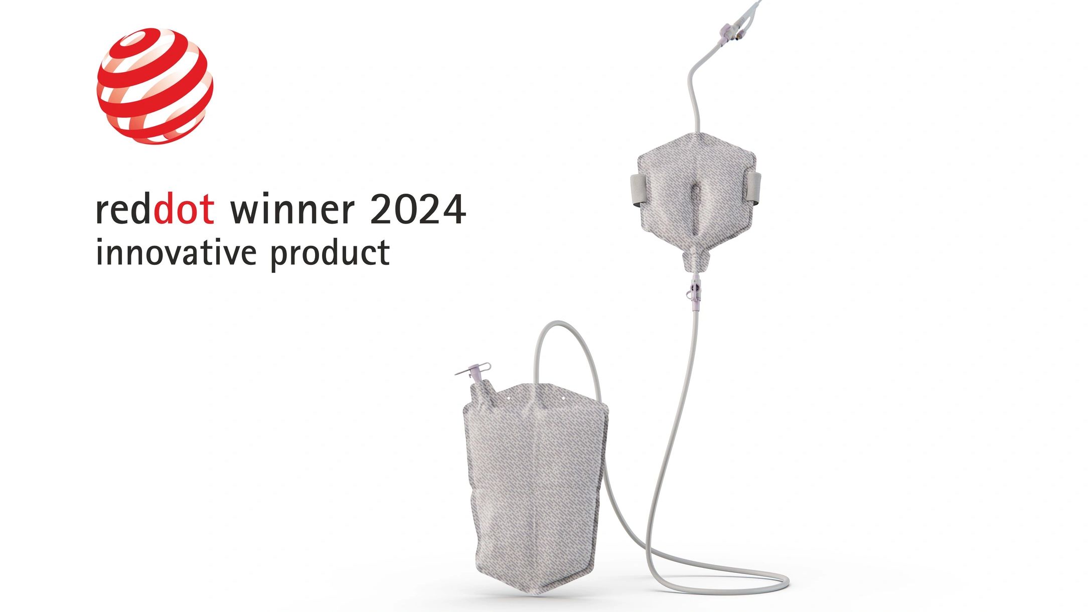 Red dot award logo with a picture of a medical device