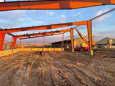 Steel beams of a metal building.