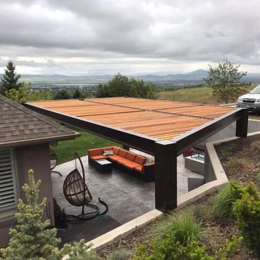 Steel patio cover.