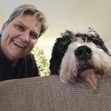 Dog Smart Atlanta dog trainer having fun with dog, Sonja McBerry.