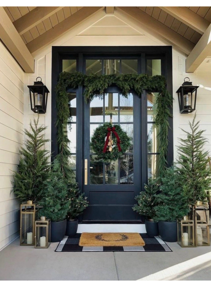 Christmas winter holiday porch in metro detroit michigan