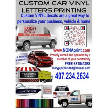 a flyer promoting car vinyl letters printing free estimates