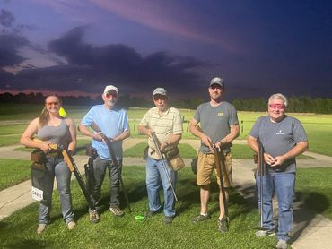 Thursday league in action at Edwardsville Gun Club, featuring one of our skilled teams ready to go!