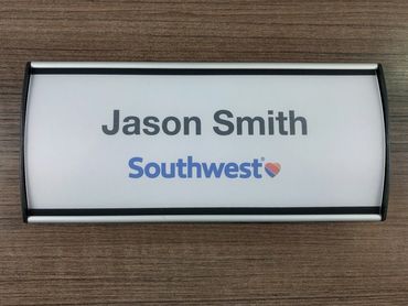 name tag of an office worker
