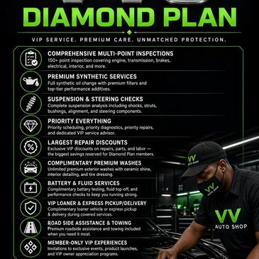 Diamond Plan offers VIP automotive care with multi-point inspections and premium services.
