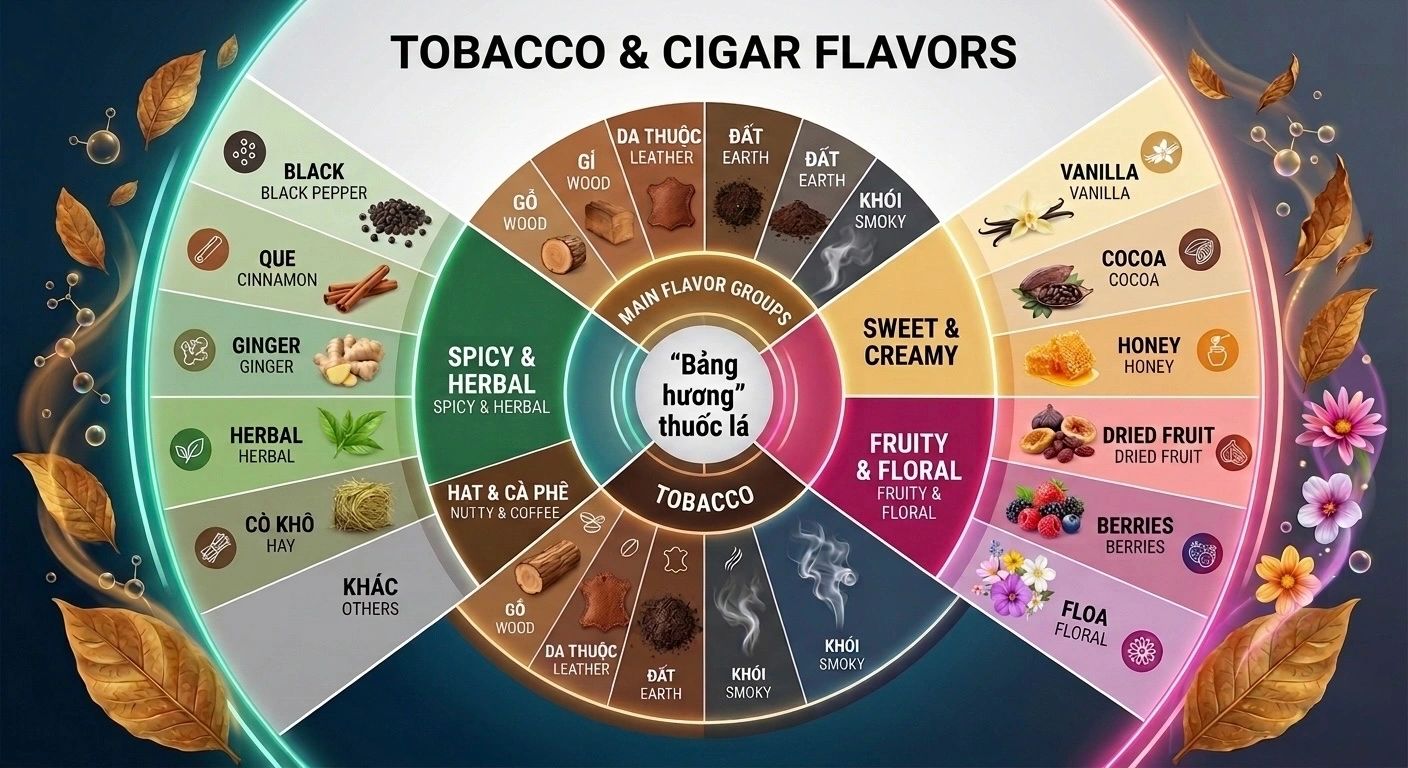 Hương liệu dùng trong sản xuất thuốc lá, thuốc lào.