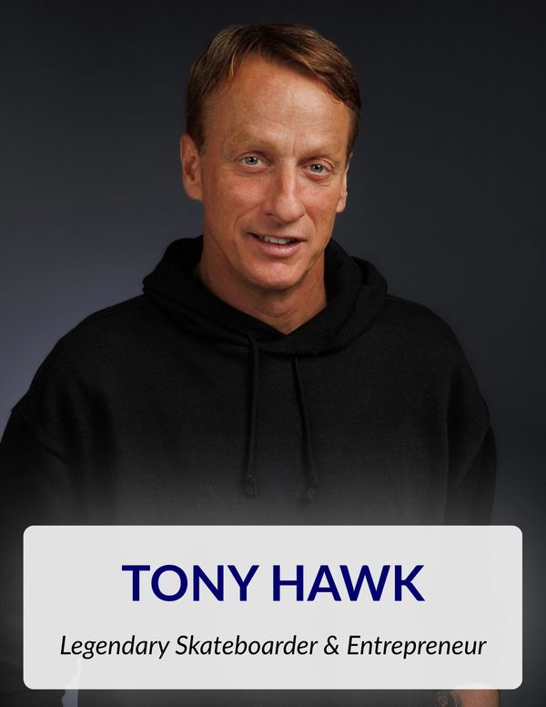 Portrait of Tony Hawk, legendary skateboarder.
