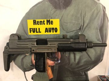 Full auto Uzi available to rent to use on pistol shooting range