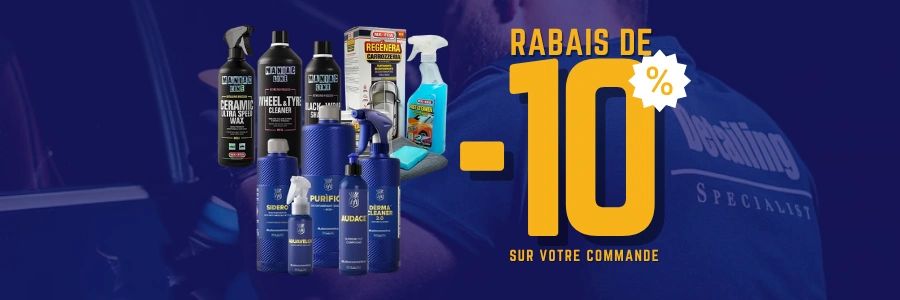 Profitez d'un rabais de -10% sur votre commande de produits d'esthétique automobile