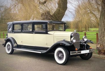 large vintage wedding car