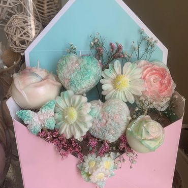 Candle bouquet in a box