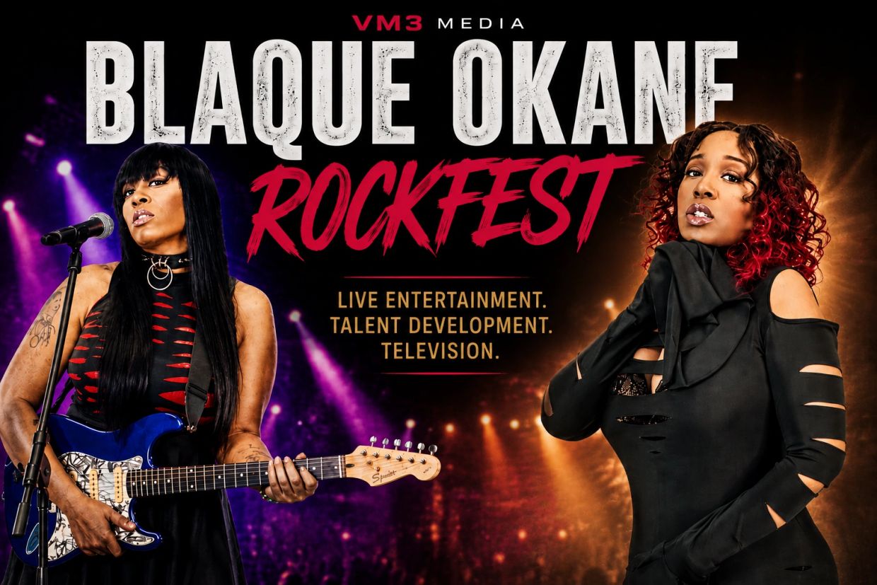 Blaque Okane Rockfest promotional poster with two female artists.