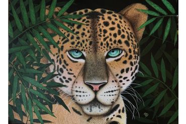 Painting of leopard on canvas