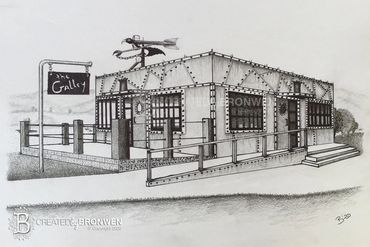 Sketch of The Galley café in Oamaru New Zealand