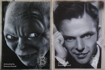 Airbrush paintings of Gollum and Frank Sinatra