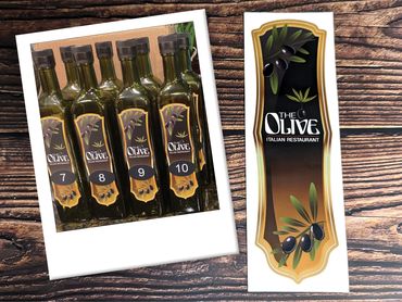 Stickers for olive oil bottles for the Olive Restaurant