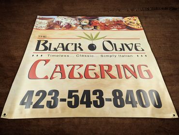 Vinyl banner for Black Olive catering