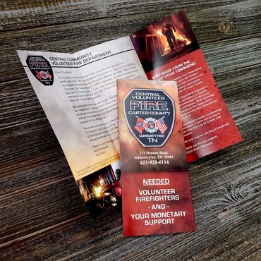 Tri-fold brochure the for Central Volunteer Fire Department of Carter County, Tennessee