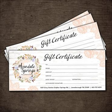 Gift Certificates for Avondale Springs Salon and Spa