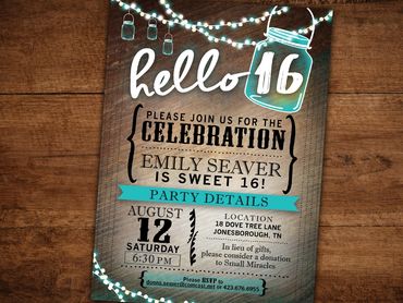Sweet 16 birthday party invitation