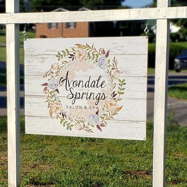 Outdoor wood sign for Avondale Springs Salon and Spa
