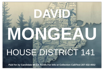 Political campaign sign for David Mongeau, House District 141.