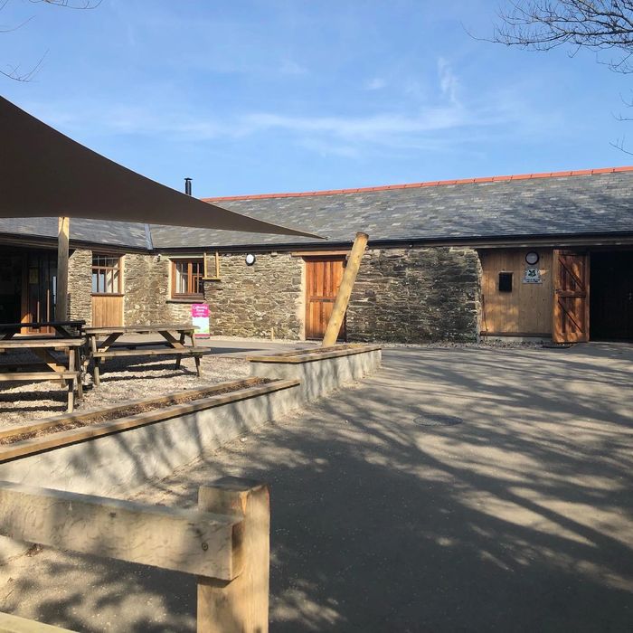 The external entrance to our the sail covered yard