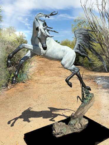 Life size equine bronze statue by J. Anne Butler, equine sculptor.