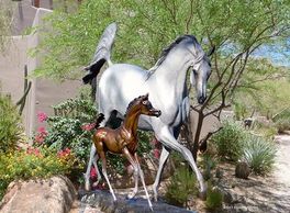 Arabian Mare and Foal Monumental Bronze Sculpture