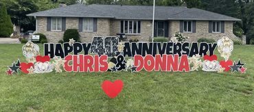 Happy Anniversary Yard Signs Greenwood and Indianapolis Red and Black Theme