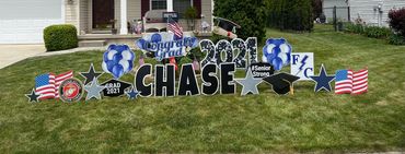 Graduation Yard Signs in Indianapolis with customized pieces and military items!